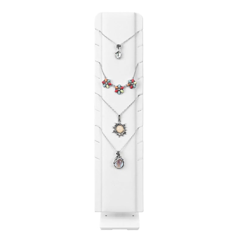 MOOCA 2 Pcs Set Multiple Pendant Necklace Display, Chain Display Stand, with Adjustable Stand for 9 necklaces, White Leatherette, 2.75 W x3.5 D x 12 H in - Image 3